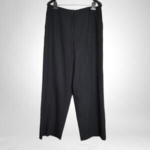 Talbots Italy Black Wool Dressy Wide Leg Trousers Size 14